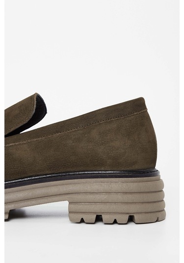 Tamer Tanca Kadın Hakiki Deri Yeşil Loafer Ayakkabı 33 7501 Bn Ayk Sk23/24 Hakı Nbk Haki