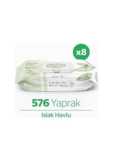Giggles Yeşilçay Islak Havlu 72 x 8 Adet 576 Mendil