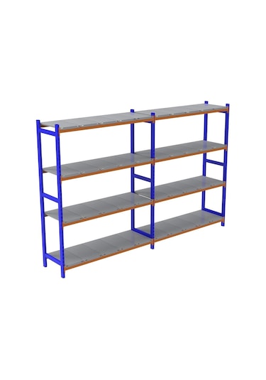 4 Katlı Duble Depo Rafı - 300-350 Kg Taşıma Kapasiteli Hafif Rack Raf Galvaniz