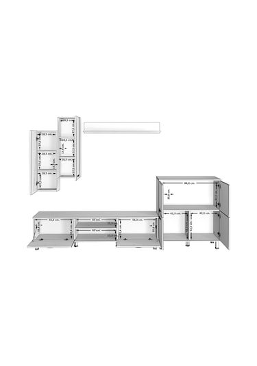 Decoraktiv Eko 6 Mdf Dvd Krom Ayaklı Tv Ünitesi Tv Sehpası Pera - Siyah Mermer