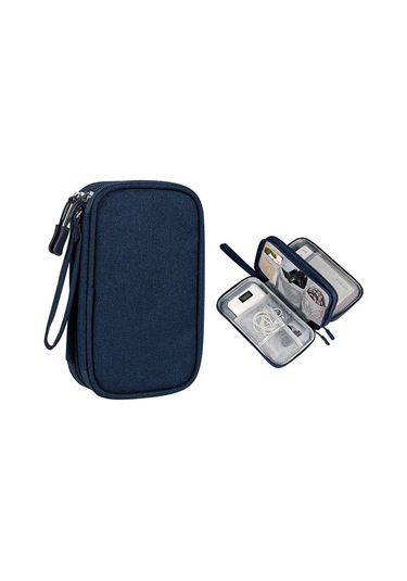 Fosenze Siyah Dijital Aksesuar Depolama Çantası - 21x12.5x6 Cm, Su Geçirmez, 2 Bölmeli, Taşınabilir Elektronik Organizer