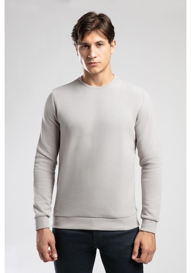 Newdwade Erkek O Yaka Sweatshirt Bej-20961 Bej