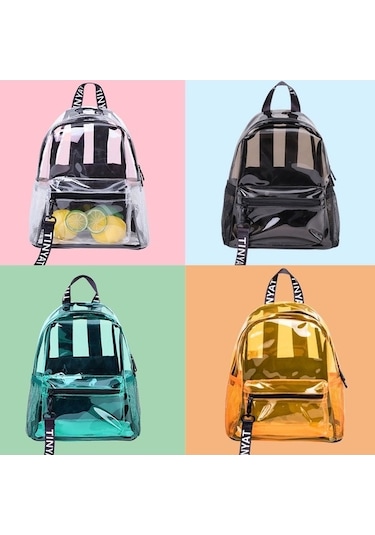 Tongxida Tınyat T9051 Kadın Jöle Çanta Su Geçirmez Pvc Şeffaf Sırt Çantası/ Şeffaf