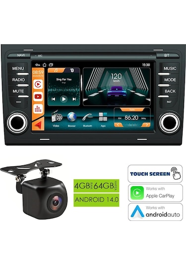 Fimex Nav-9905 Tablet Multimedya Android 7 İnç 4+64gb 4 Çekirdek Audi A4 2004-2007 7"