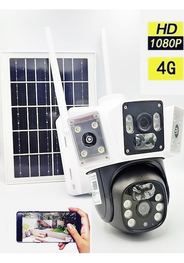 3037- Full Hd Solar Güneş Enerjili Kamera - 4g Sim Kartlı Solar