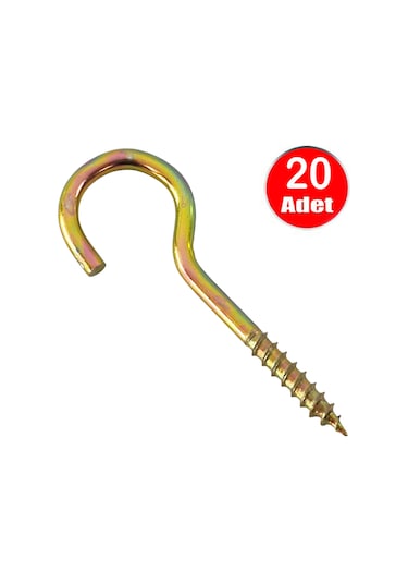 Piton 20 80 Çengel 5cm Vidalı Kanca -20 Adet 20 80