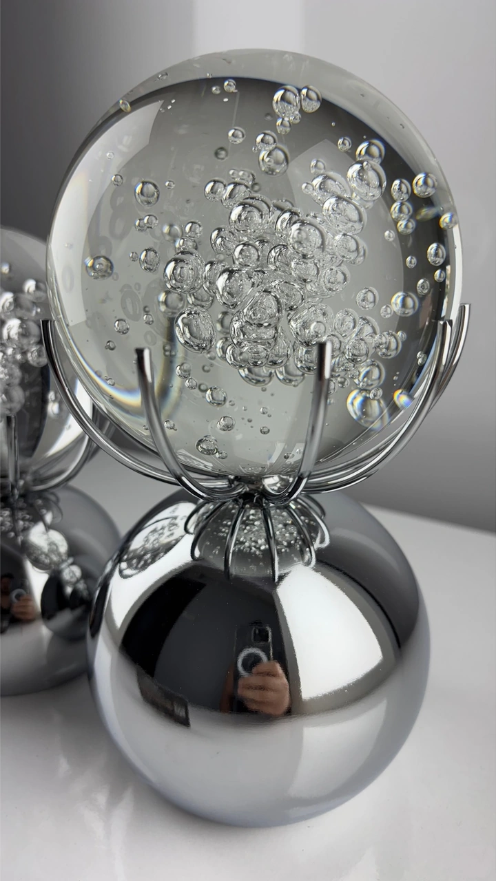 Krom 2'li Kristal Dekoratif Obje Biblo Süs Eşya Salon Aksesuar Tv Sehpa Masa Konsol Ofis Salon Dekor