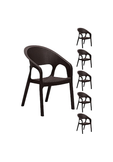 6 Adet Garden Kahve Sandalye / Balkon-bahçe-teras Kahverengi