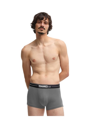Yohannes Club, Erkek Özel Bölmeli Pamuklu Boxer, Renk Seçenekli, Tekli Paket Gri