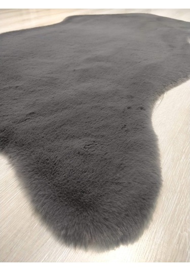 Yamalıhome Süet Taban Tavşan Peluş Halı Antrasit Post 80 x 150 Cm