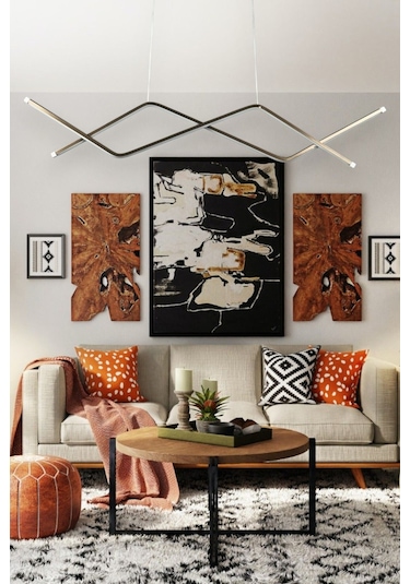 Utku Modern Tasarım Bronz Renk Yemek Masası Üstü - Mutfak - Salon Beyaz Led 2 Li Avize Bronz