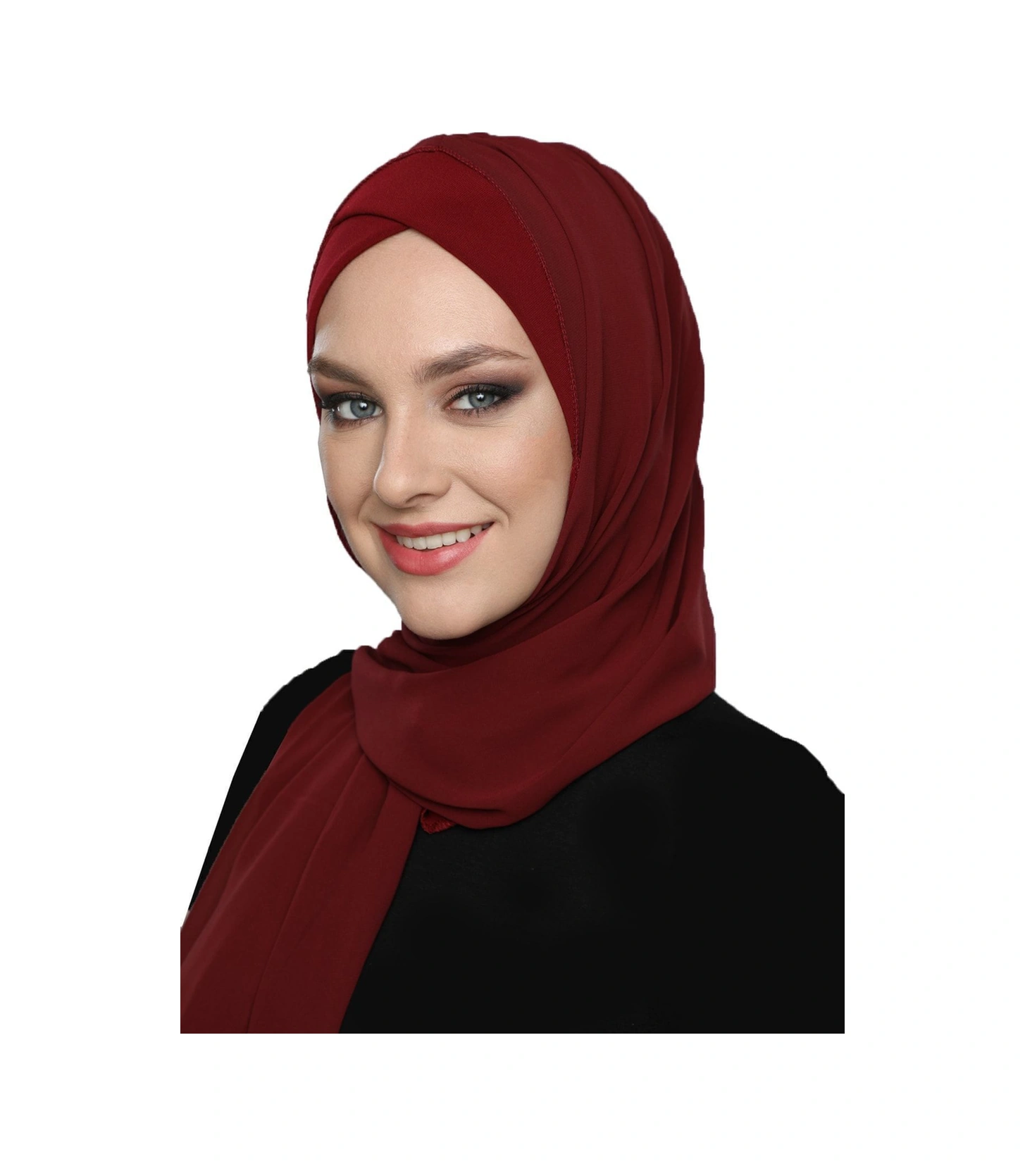 Şallı Takmatik Sade Bordo Hazır Türban Tesettür Bone Namaz Örtüsü Bordo