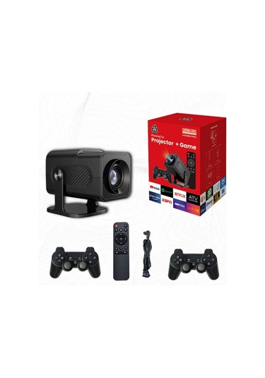 Android Projeksiyon Siyah Taşınabilir Sinema Projektörü 4k 1080p Ev Sineması Bluetooth