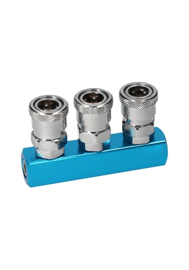 3 Way Manifold Block Splitter Quick Connect Air Hose Splitter Coupler Air Compressor Splitter Pneumatic Air Compressor Manifold Fitting