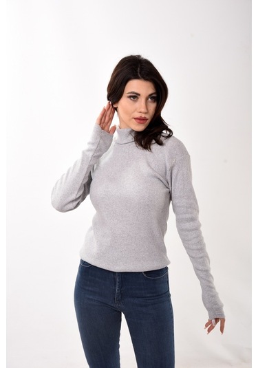 Kadın Balıkçı Yaka Boğazlı Slim Fit Kazak