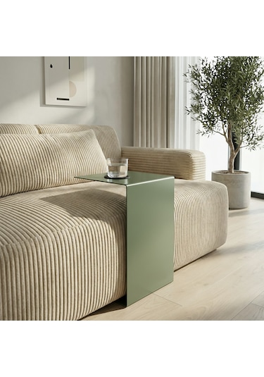 Metal Koltuk Üstü C Sehpa Modern Minimal Yan Sehpa Yeşil