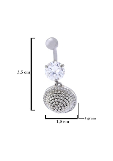 Ferizz 316l Çelik Zirkon Taşlı Küre Piercing Prc-135 Gümüş