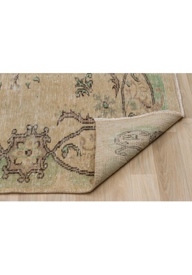 Eskitme Naturel Vintage Şık Bej El Dokumalı Halı 161 X 240