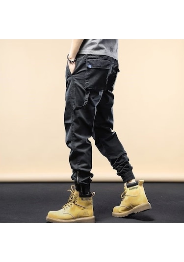Sones Erkek Tulum Uzun Pantolon Rahat Bol Paça Kot Siyah