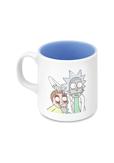 Mabbels Kupa Rick And Morty Mug Dış Beyaz İç Mavi Mug Kupa Bardağı