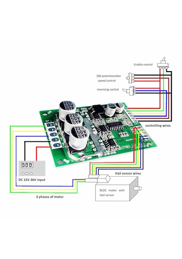 Подключение контроллера бесщеточного двигателя DC 12V 36V 15A 500W Fırçasız Motor Sürücü Pwm Bldc Kontrol Kartı JYQD-V7.3E2 120