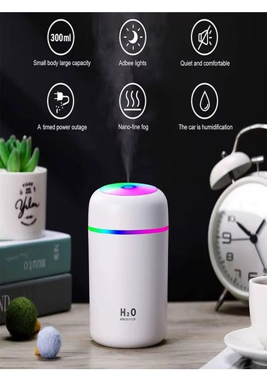 Humidifier 300 Ml Ulrasonik Hava Nemlendirici Buhar Makinesi Ve Aroma Difüzörü
