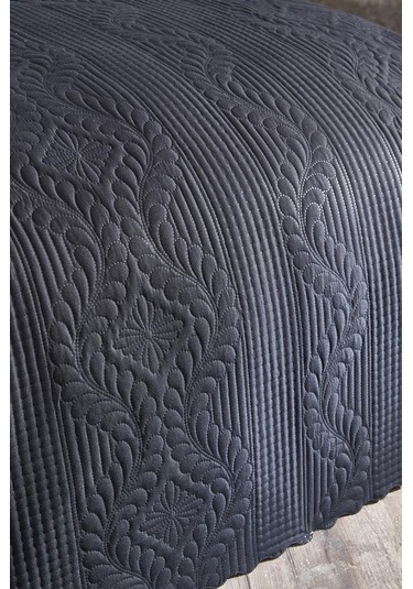 Ultrasonik Kapitoneli Sena Çift Kişilik Yatak Örtüsü Siyah Siyah