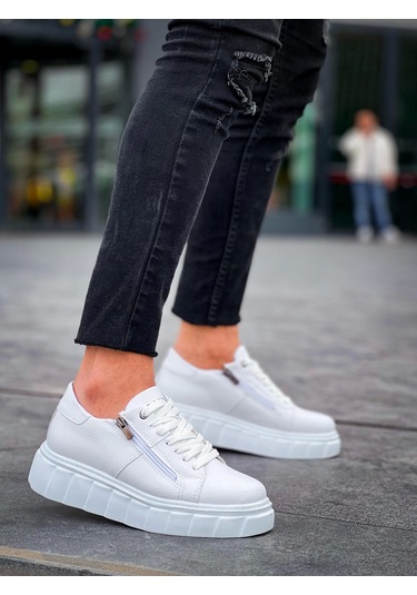 Kb-x155 Kuback Beyaz Cilt Detaylı Beyaz Yüksek Taban Günlük Spor Ayakkabı Beyaz4 Beyaz