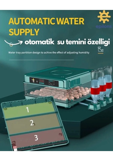 Kuluçka Makinesi Wifi Kamera Hediyeli 130 Lu Tam Otomatik Yedek Motorlu