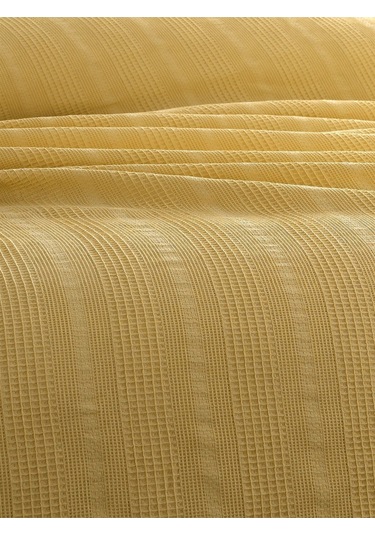 Çift Kişilik Waffle Pike 210x230cm, %100 Pamuk, Petek Tasarım, Hardal Hardal Hardal
