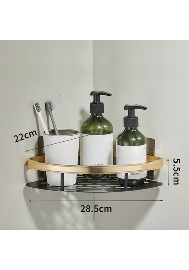 Siyah Hiçbir Matkap Banyo Rafları Duvara Montaj Köşe Duş Raf Şampuan Depolama Raf Tutucular Mutfak Siyah