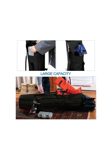 Xindoker Siyah Dış Mekan Balıkçılık Çantası, 600d Oxford Kumaş, Su Geçirmez, 5 Adet Kamış Ve Makine Taşıma Kabiliyeti, Çok Fonksiyonlu Envanter Saklama Çantası