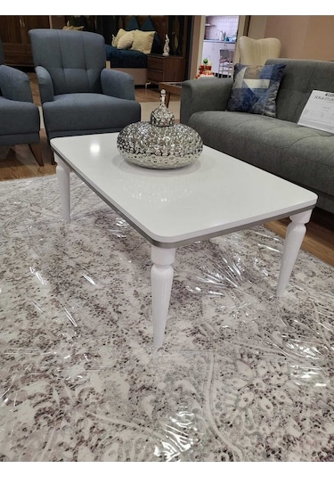 Akset Orta Sehpa Lüx Beyaz Gümüş