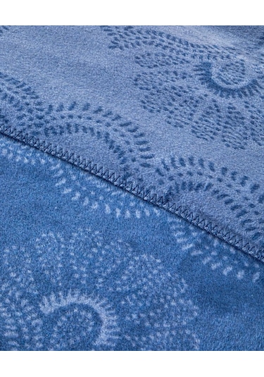 English Home Spread Pamuklu Çift Kişilik Battaniye Mavi