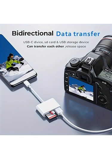 Willowhaven Usb Type C Sd Tf Kart Okuyucu Beyaz İphone Android Windows Laptop Telefon Adaptörü