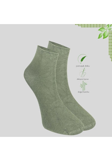 Kral Socks 3 Çift Erkek Bambu Patik Düz Desen Dikişsiz Çorap Kahverengi - Bej