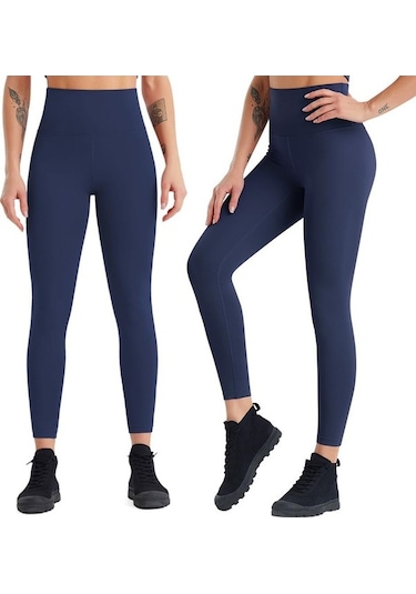 Tongxida Hava Kuvvetleri Mavisi Kadın Yoga Tayt Pantolonu - Yüksek Bel Kalça Kaldırma Koşu Fitness Spor Tayt Mavi