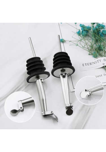 Konesam 304 Paslanmaz Çelik Şarap Pourer, Gömlekli Kapaklı, Silikon Mantar, Akış Kontrol, Bar Ve Mutfak Gereci, Siyah Tip 2