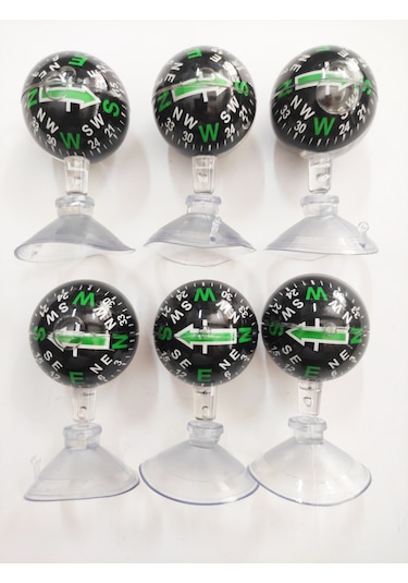 Araç Içi Vantuzlu Siyah 38 Mm Büyük Boy 6 Lı Pusula Seti