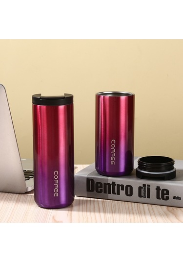 500Ml 304 Paslanmaz Çelik Yalıtımlı Bardak Su Şişesi Bpa Içermez Fda Sertifikası Yok - Degrade Mor