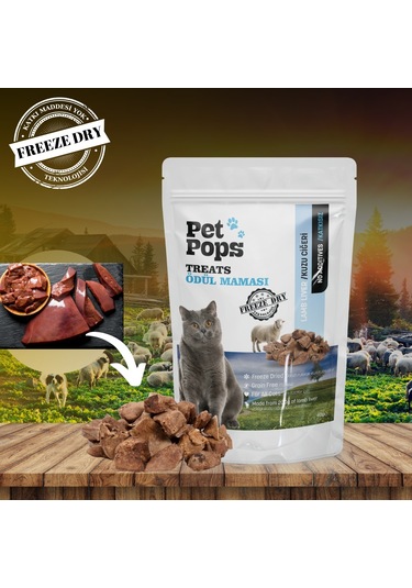Petpops Kuzu Ciğer Freeze Dry Kedi Ödül Maması 40 G