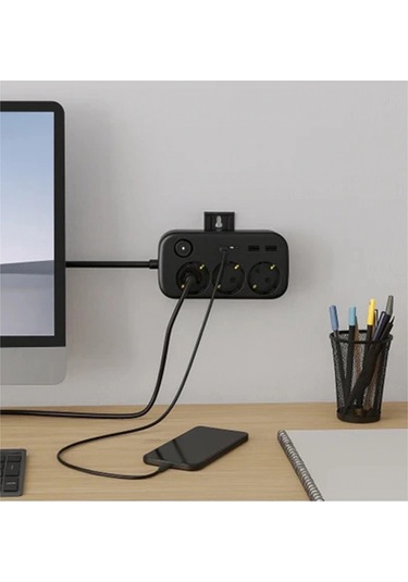Akım Korumalı Priz 2 Usb + 2 Type-c Girişli 2 Metre Kablosu Anahtarlı Ve Duvara Monte Edilebilir 1.5