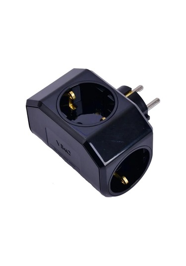 Topraklı 3lü Fiş-priz Siyah Yonca Plus