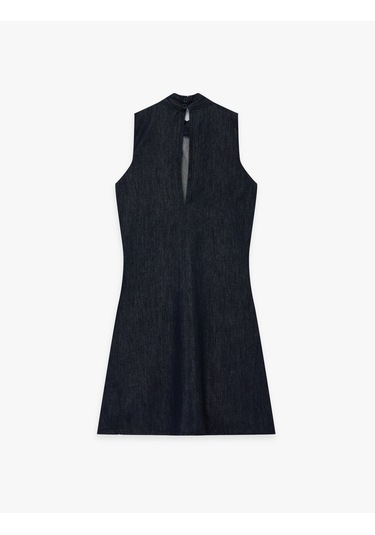 Koton Dik Yaka Kolsuz Mini Denim Elbise Koyu İndigo 6sal80024md Indigo