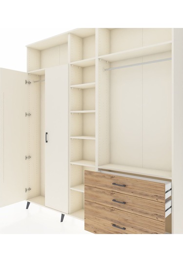 Arges Dolap 9 Raflı 3 Çekmeceli 2 Askılı 220x30x243 Aytaşı-aytaşı/çam Aytası/atlas Çam