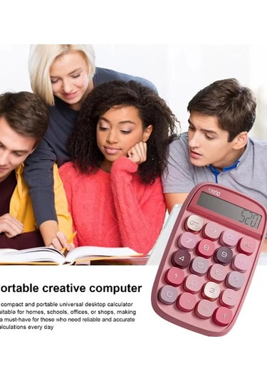 Sevimli Kare Tuşlu 10 Haneli Ldc Ekran Hesap Makinası Yeşil Çok Renkli