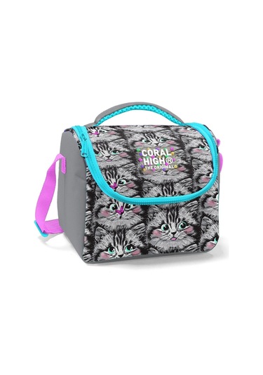 Coral High Gri Kedi Isı Yalıtımlı Beslenme Çantası - Kız Çocuk