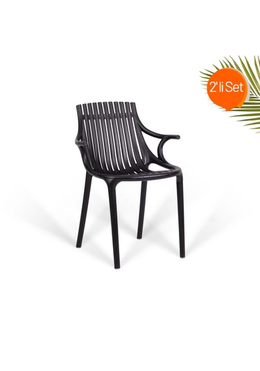 Monaco Lüks Cafe Ve Balkon Sandalyesi 2'li Set Siyah