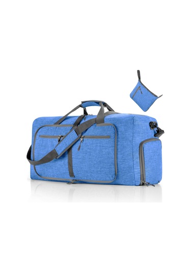 Ayakkabı Bölmeli Spor Çantası Bagajda Taşıma Seyahat Mavi Mavi