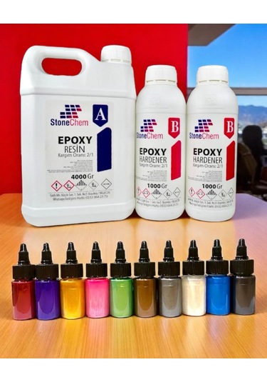 Ultra Şeffaf Parlak Epoksi Reçine 6 Kg + 10 Renk Sıvı Sedefli